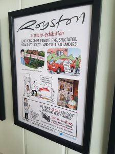 Royston Cartoon Exhibition at Four Candles Pub poster